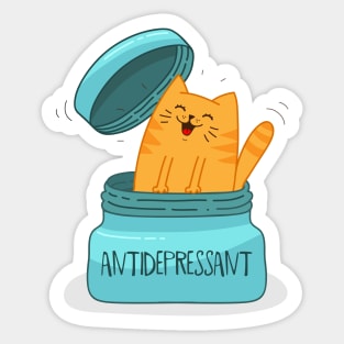 Cute antidepressant cat Sticker